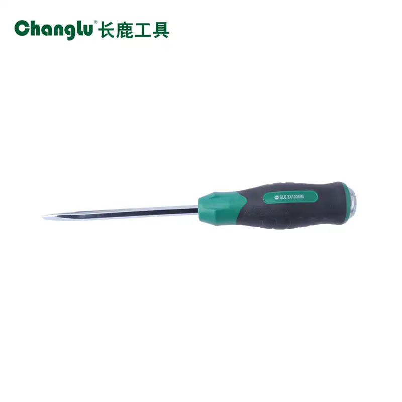 Double-color handle through-shank screwdriver (flathead)